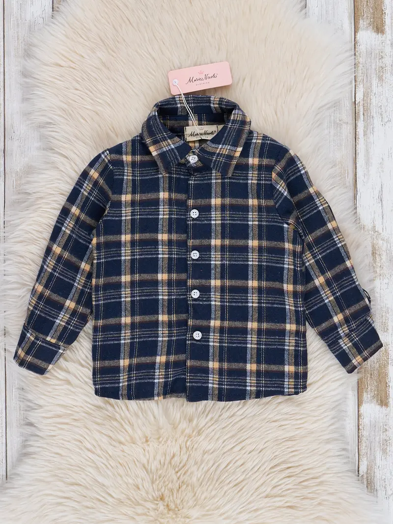 Midnight Blue Plaid Flannel Button-Up Shirt 1