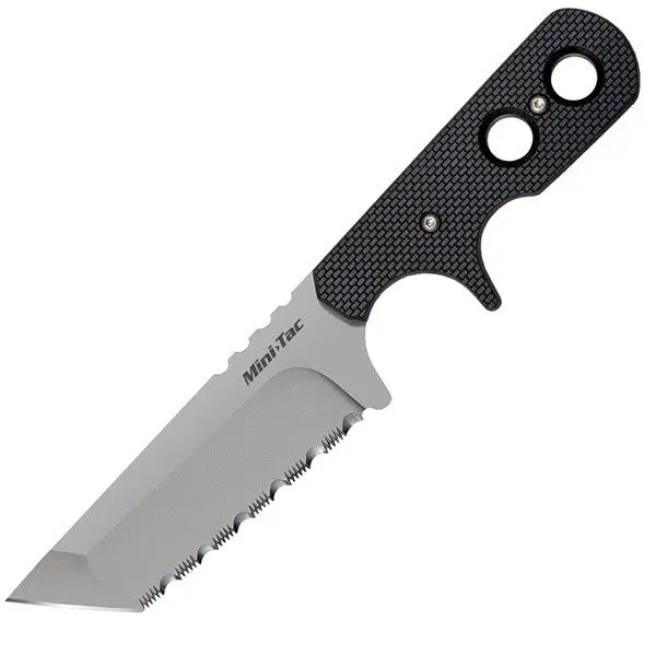 Mini Tac Tactical Pocket Knife With G10 Griv-Ex Handle And Tanto Serrated Blade (Includes Sheath) 1