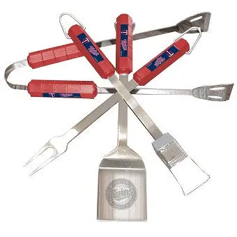 Minnesota Twins 4-Piece Outdoor Grill Kit – Licensed Mlb Barbecue Tools 1