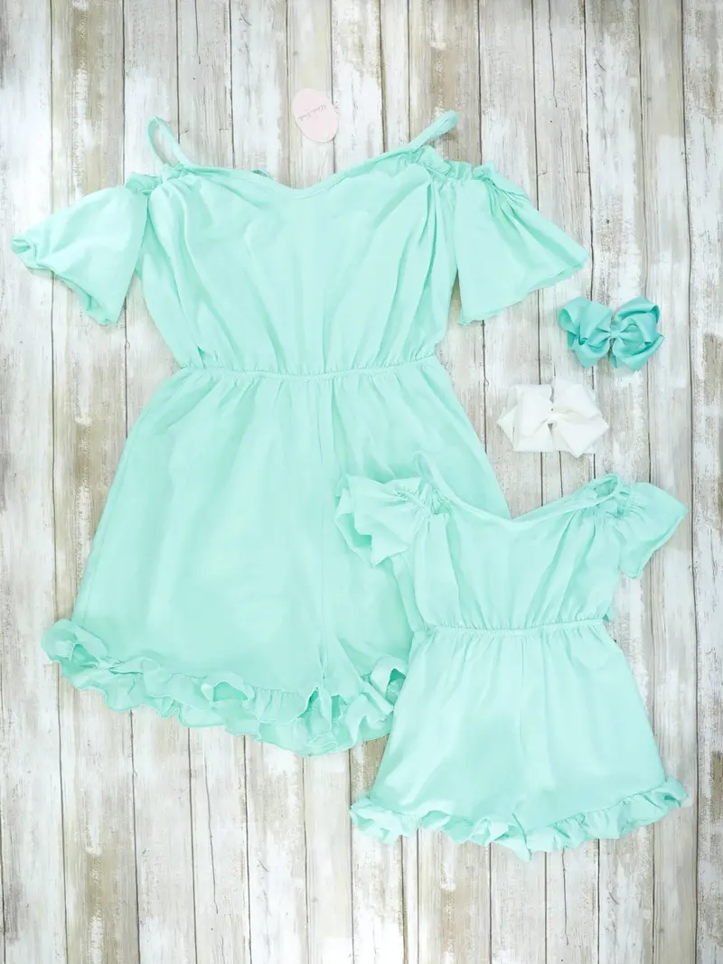 Mint Halter Romper Set For Mom And Child 1