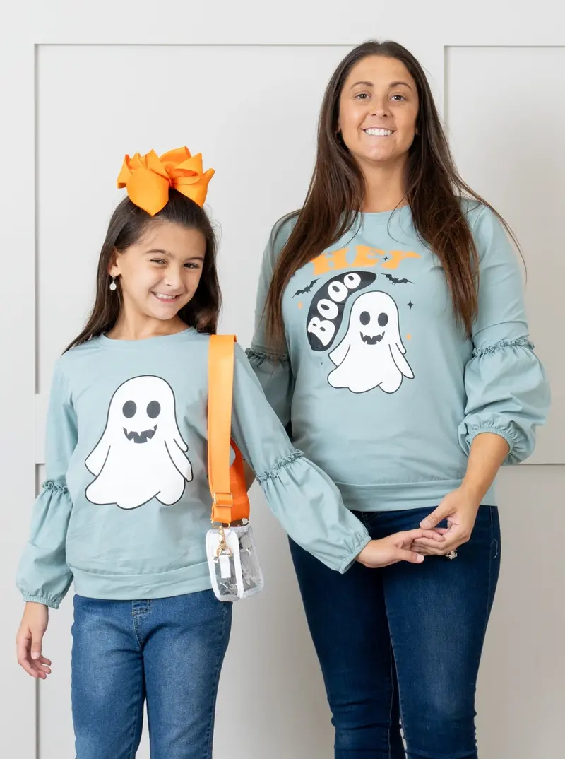 Mint Hey Boo Graphic Tee – Mom And Me Set 1