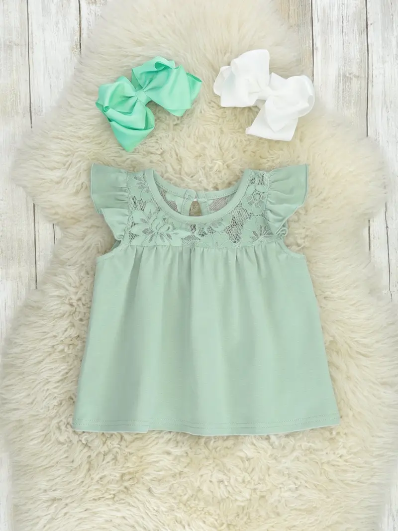 Mint Lace Trim Cotton Tunic Top 1