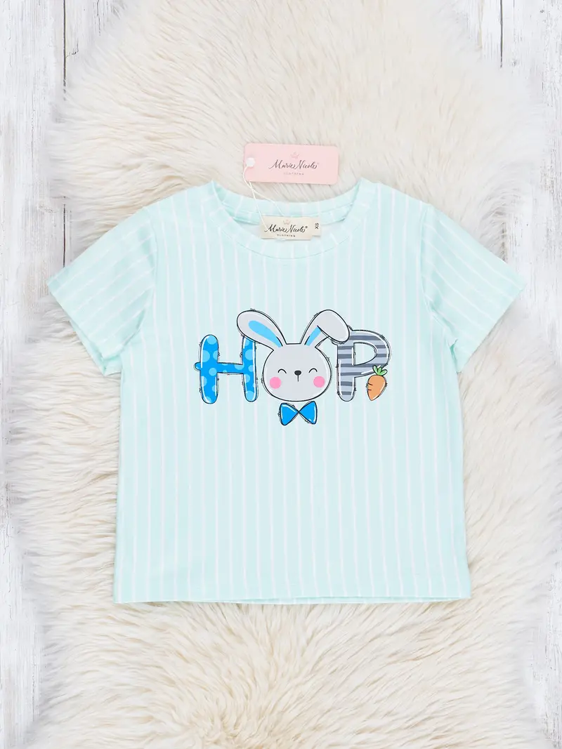 Mint Stripe Bunny Hop Short-Sleeve Shirt 1