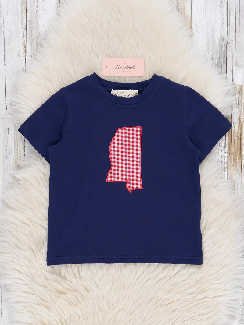 Mississippi Embroidered Gingham Short-Sleeve Shirt 1