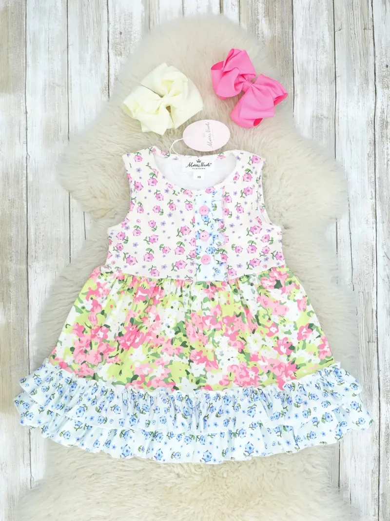 Mixed Floral Ruffle Dress Set For Mom And Child 1
