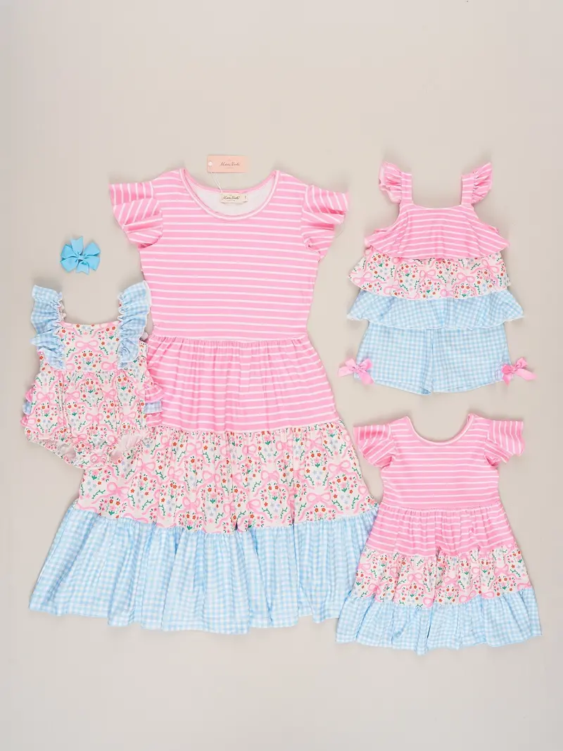 Mom And Daughter Garden Twirl Tiered Matching Dresses 1