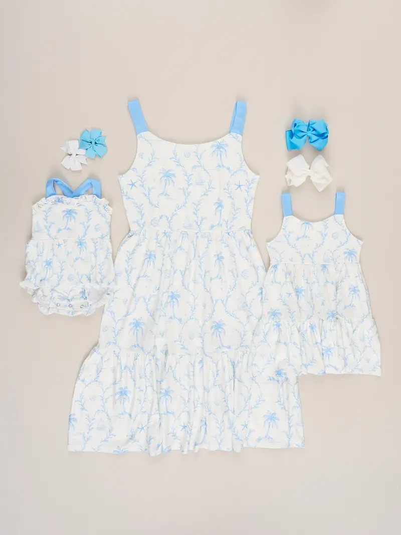 Mom And Daughter Island Breeze Palm Print Matching Dresses 1
