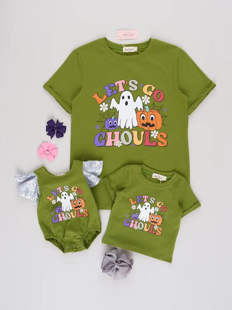 Mom And Me Ghoulish Green Matching Top And Romper 1