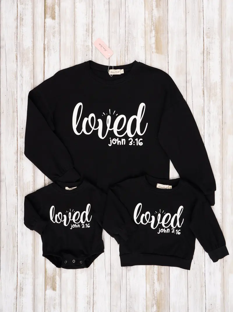 Mom-And-Me John 3:16 "Loved" Crewneck Sweatshirt Set 1