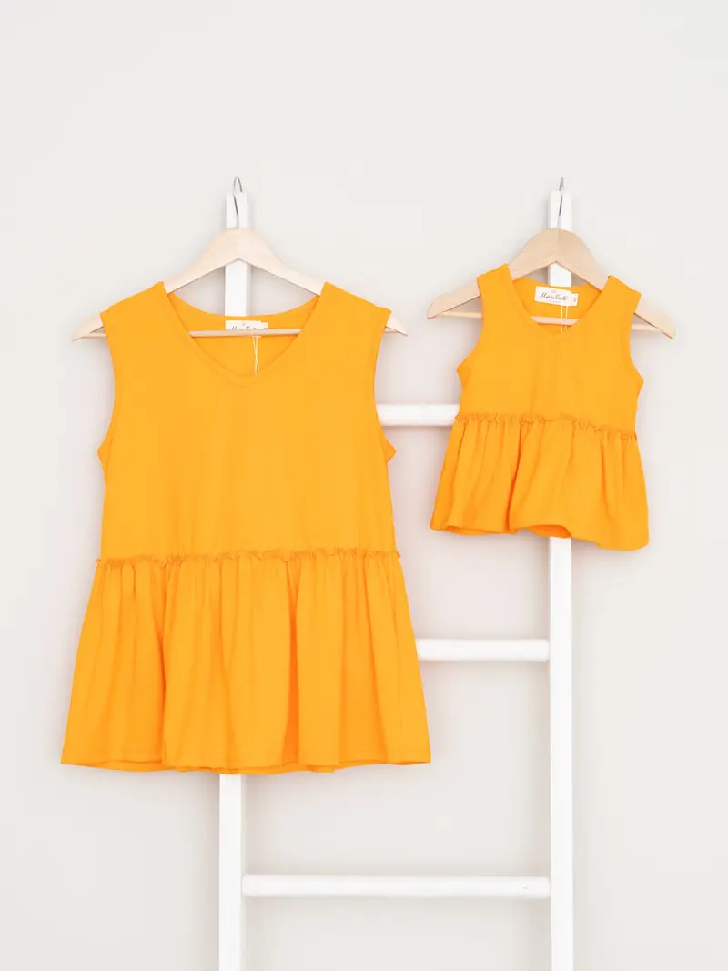 Mom & Me Orange Peplum Tank Top Pair 1