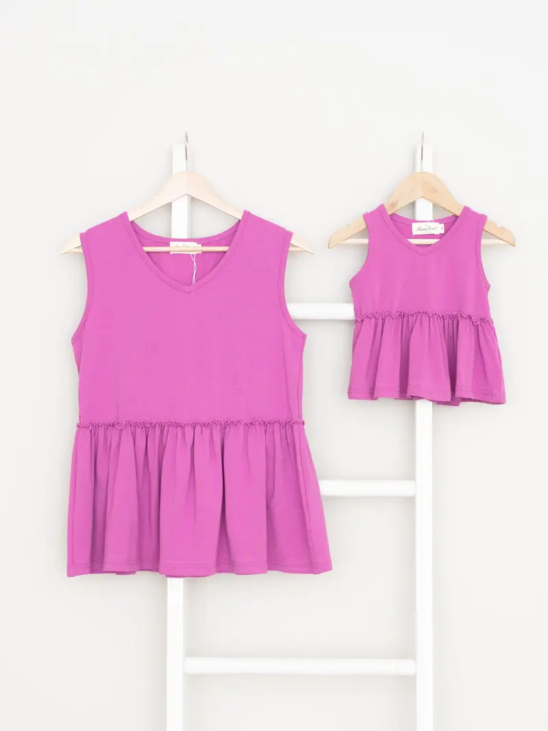 Mom & Me Purple Peplum Tank Top Set 1
