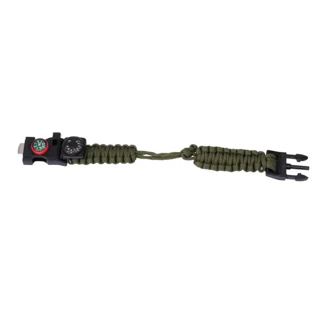 Multi-Function Outdoor Survival Bracelet With Flint, Whistle & Compass 1