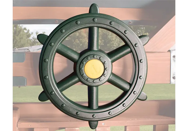 Nautical-Themed Green Ship’S Wheel Accessory 1