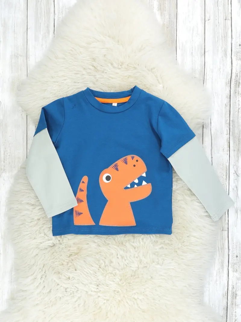 Navy And Orange T-Rex Layered Short-Sleeve Shirt 1