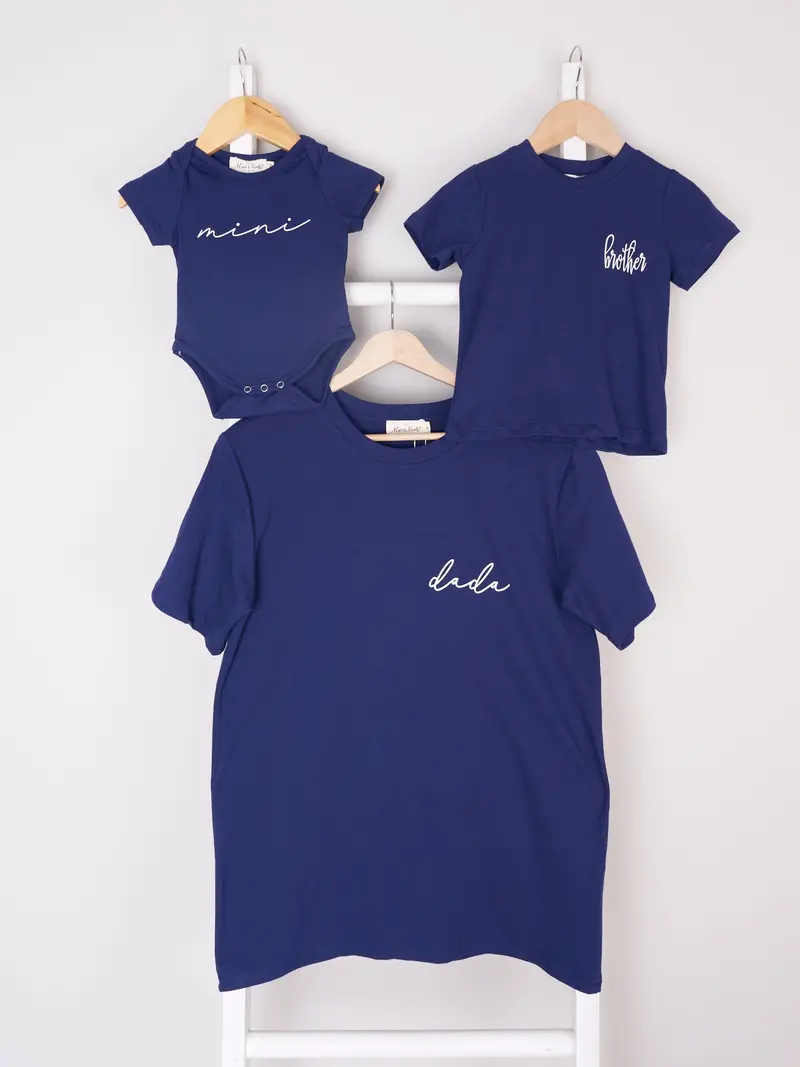 Navy Dad & Me Matching Shirt And Romper Set 1