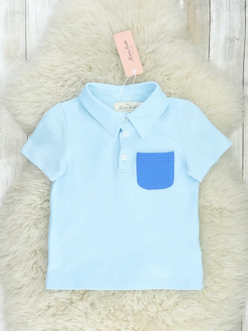 Navy Dahlia Pocket Polo Shirt For Kids 1