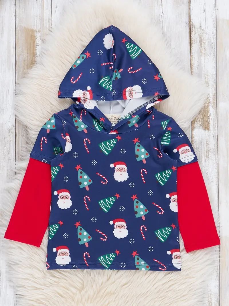 Navy Festive Hoodie For Kids 1