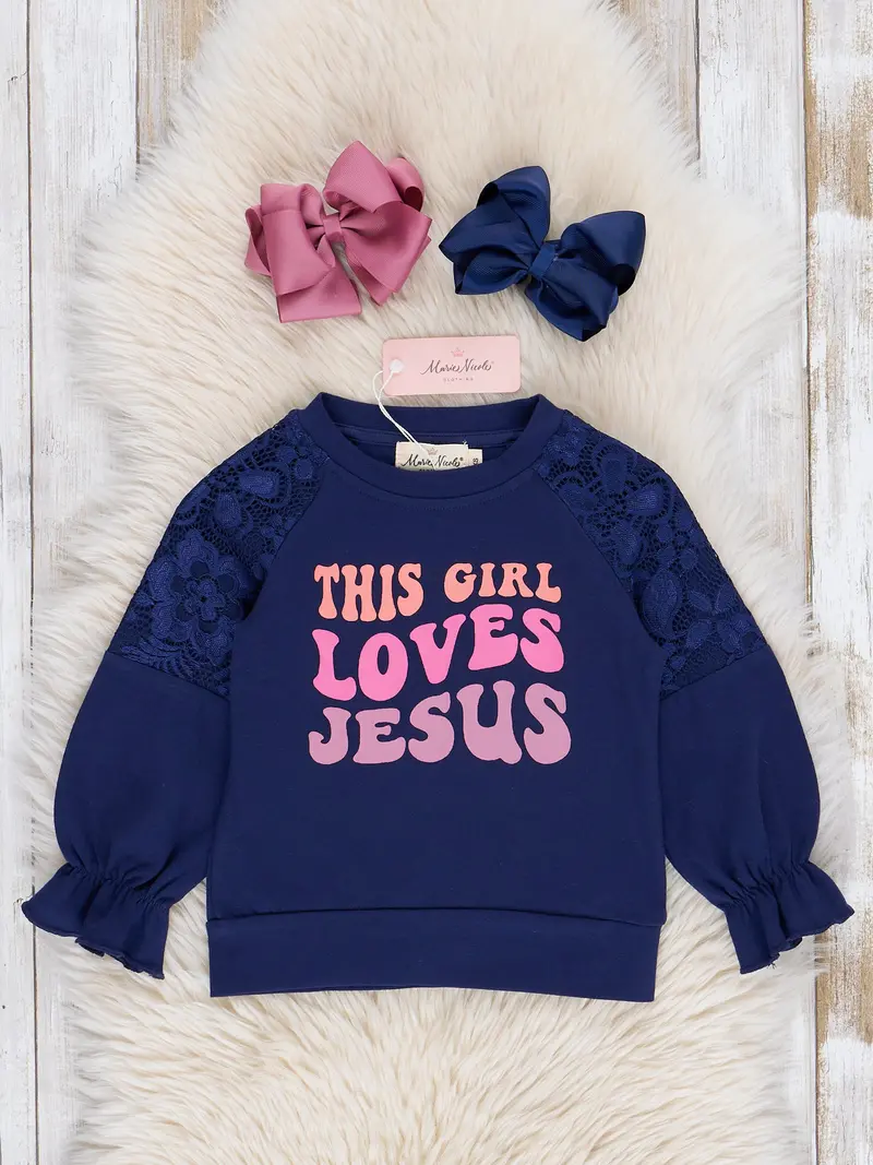 Navy Jesus Loves You Short-Sleeve Top 1