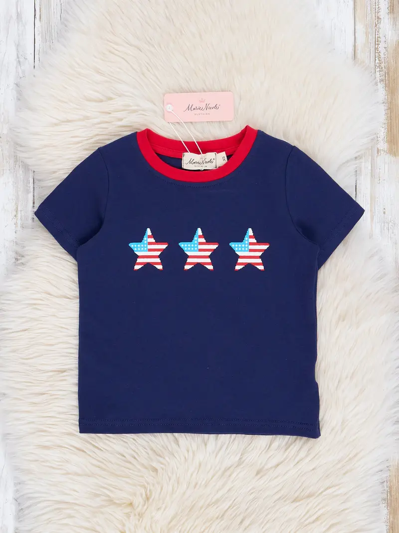 Navy Patriotic Stars Short-Sleeve Graphic Shirt 1