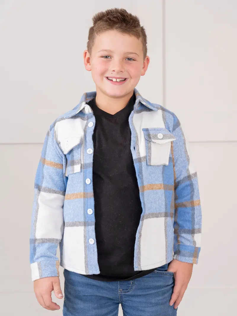 Navy Pocket Flannel Button-Up Shirt 1