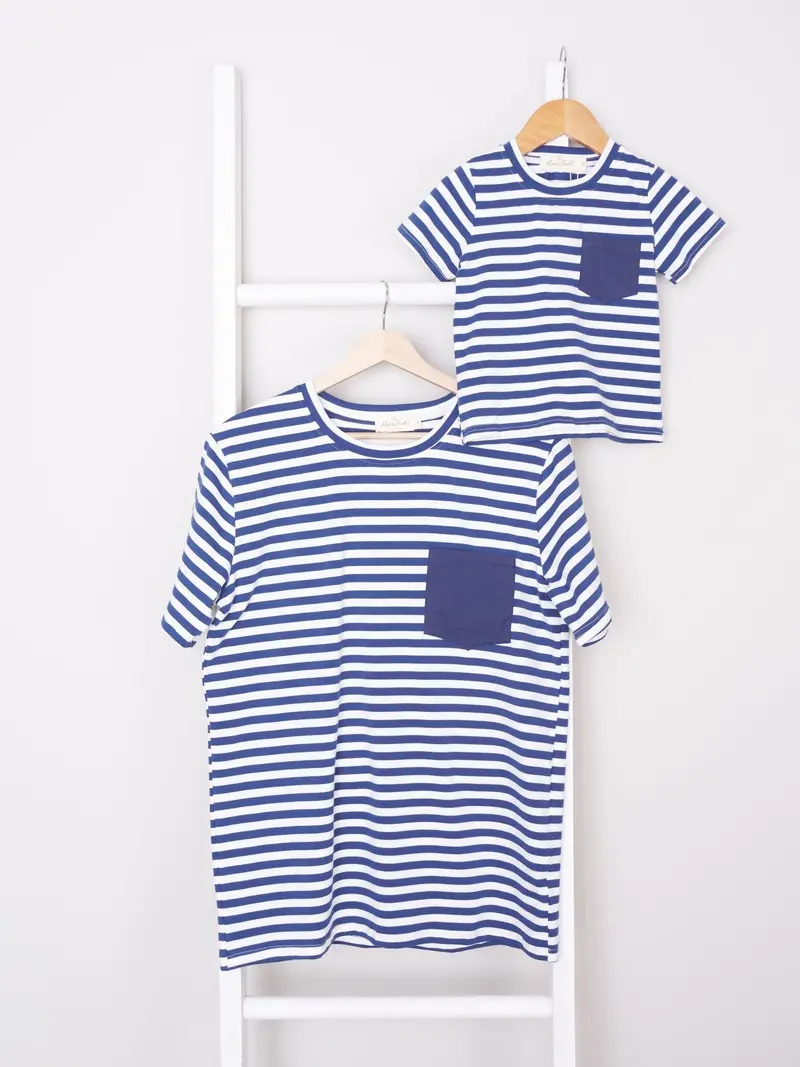 Navy Striped Dad-And-Me Pocket Shirt 1