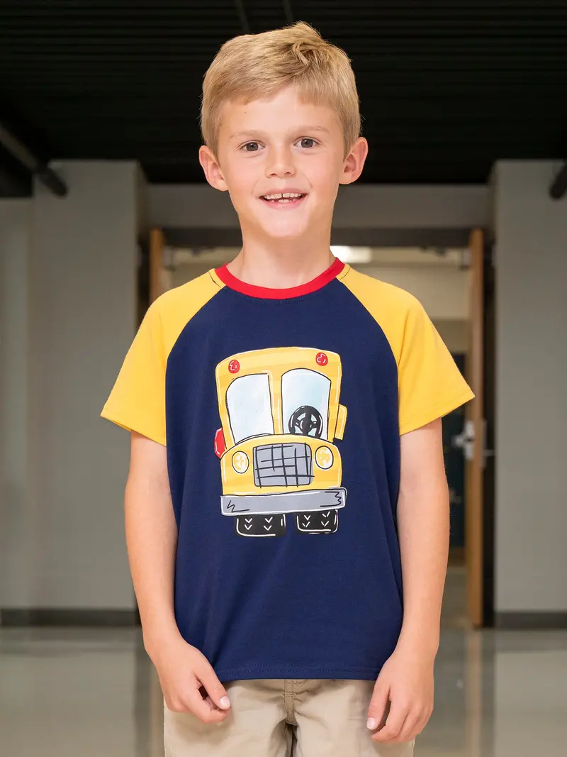 Navy Wheels On The Bus Raglan Sleeve Top 1