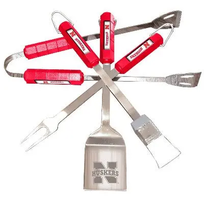 Nebraska Cornhuskers 4-Piece Bbq Tool Set - Grill Accessories Kit 1