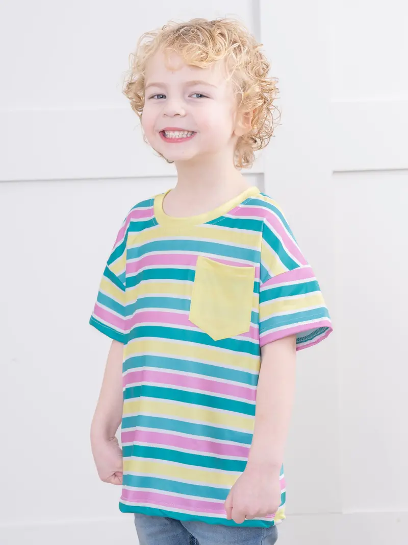 Neon Striped Pocket Shirt For Boys And Girls 1