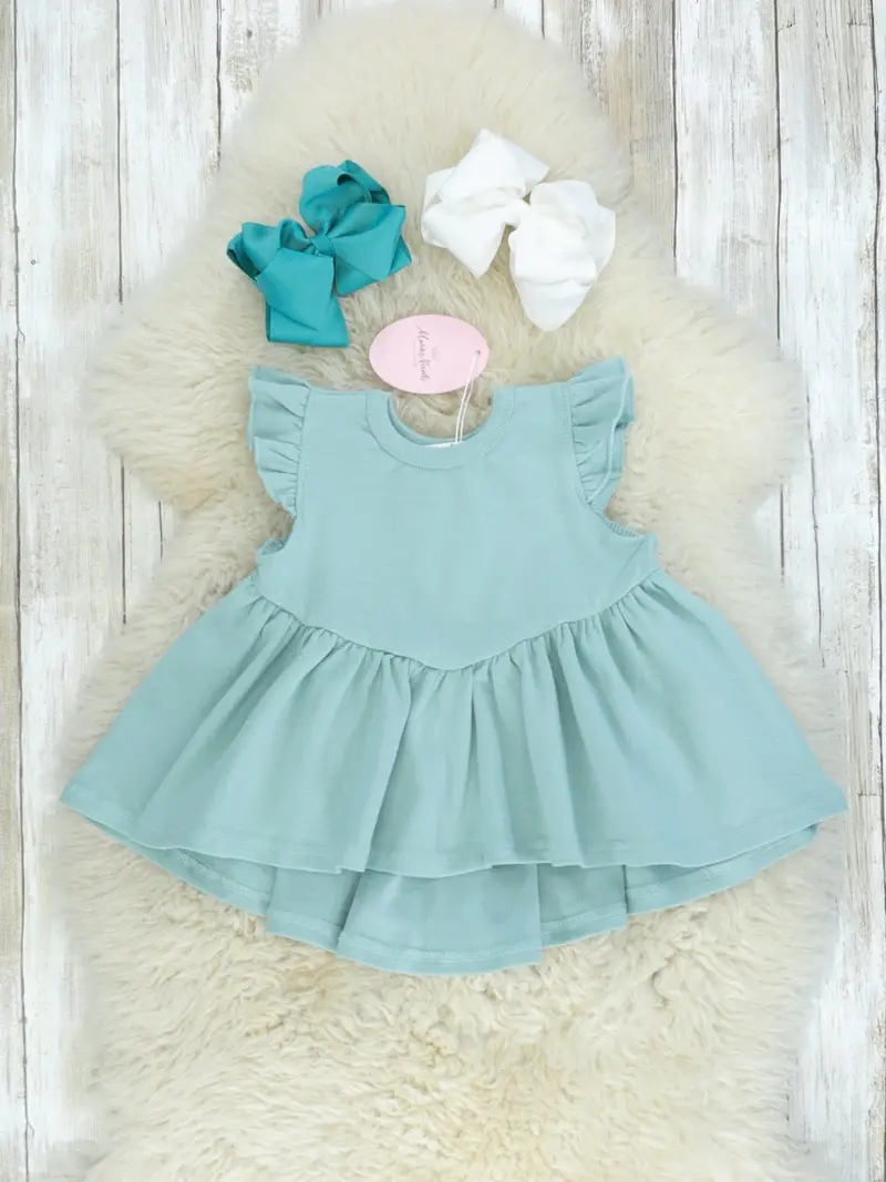 Nile Blue Cotton Hi-Lo Ruffle Top 1