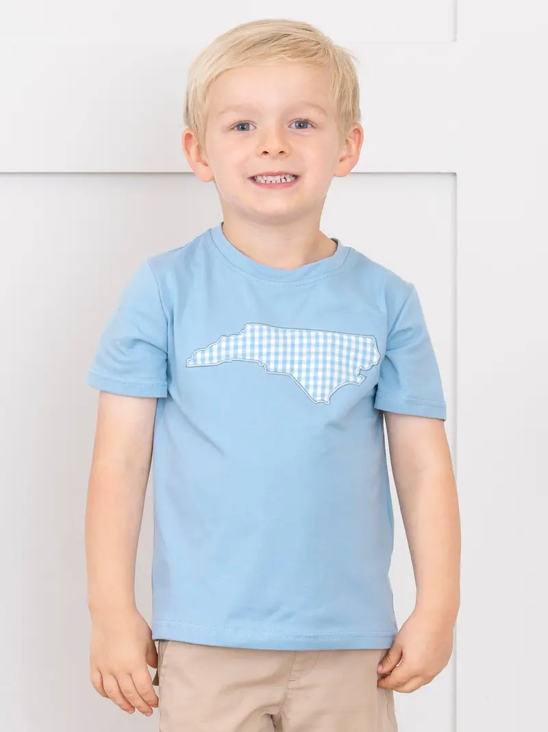 North Carolina Gingham Embroidered Infant Shirt 1