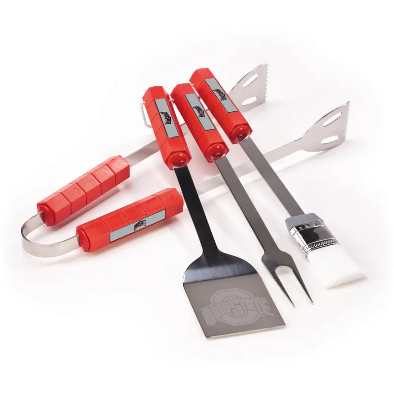 Ohio State Buckeyes 4-Piece Bbq Set – Stainless Steel Grilling Tools 1