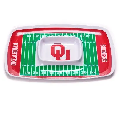 Oklahoma Sooners Chip And Dip Serving Tray - Team-Themed Appetizer Platter 1