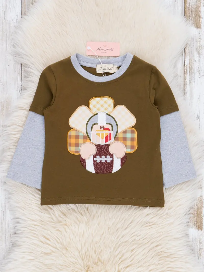 Olive Turkey Embroidered Short-Sleeve Shirt 1