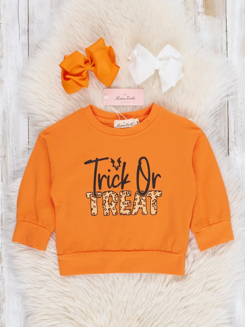 Orange And Leopard Trick Or Treat Crew Neck Tee 1