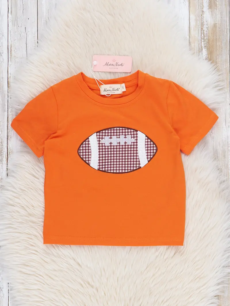 Orange Embroidered Football Graphic Tee 1