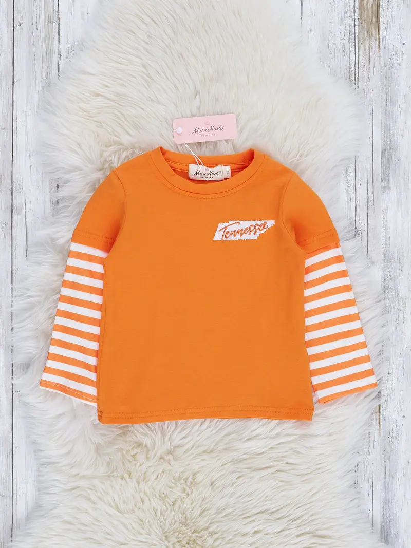 Orange Striped Raglan Top For Toddlers 1