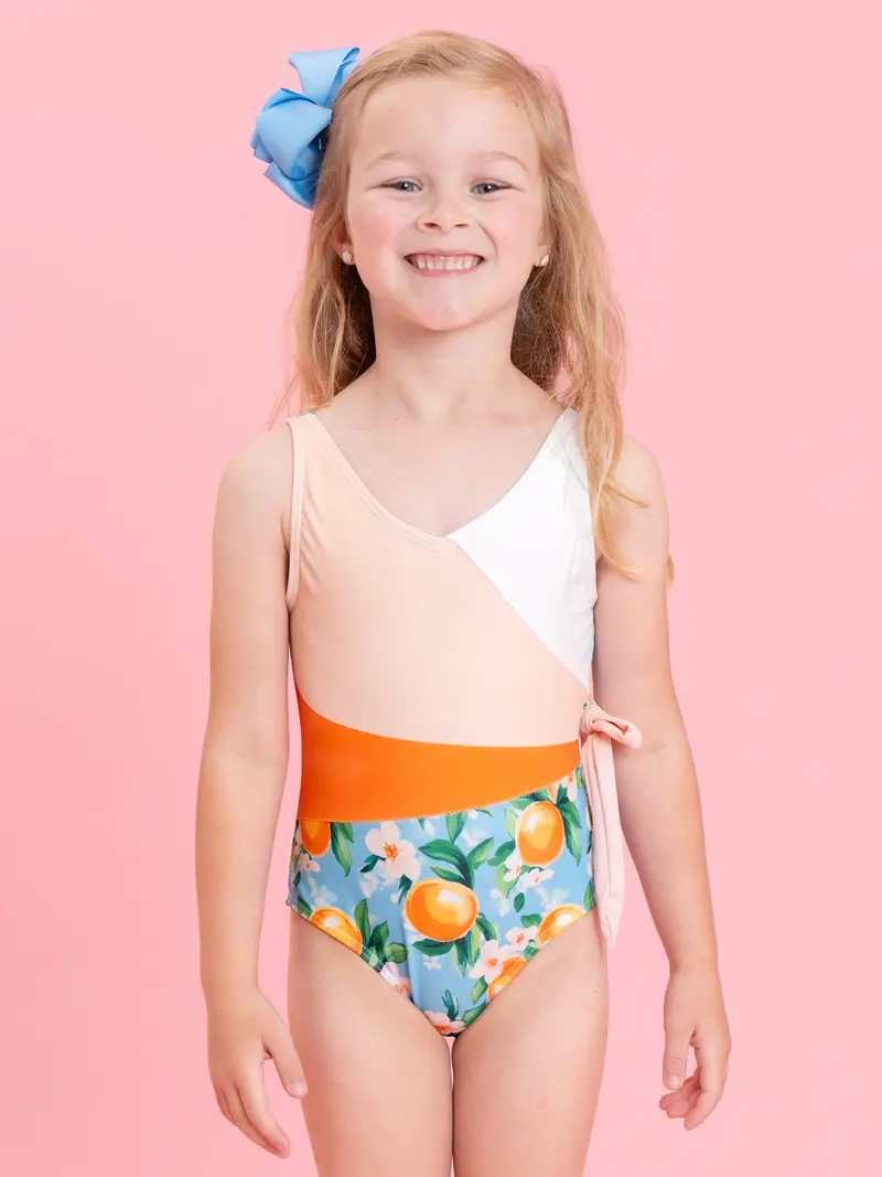 Orchard Breeze Floral Ruffle Swimsuit For Girls 1