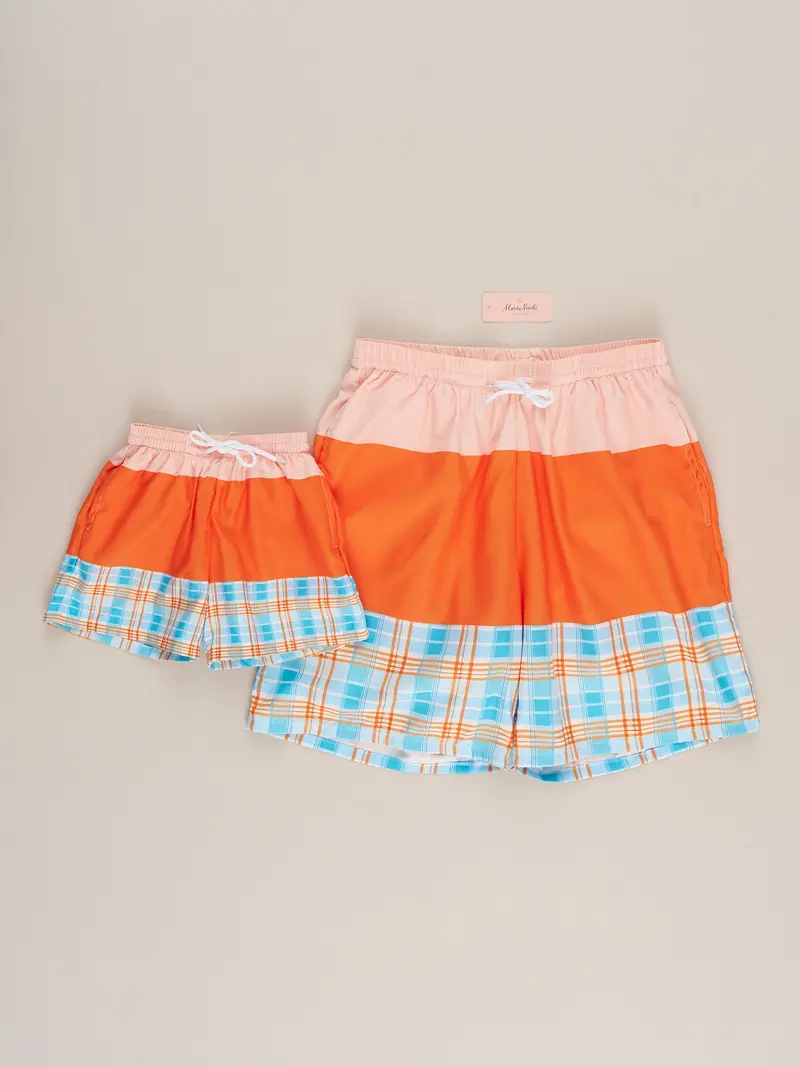 Orchard Breeze Plaid Swim Trunks For Men 1
