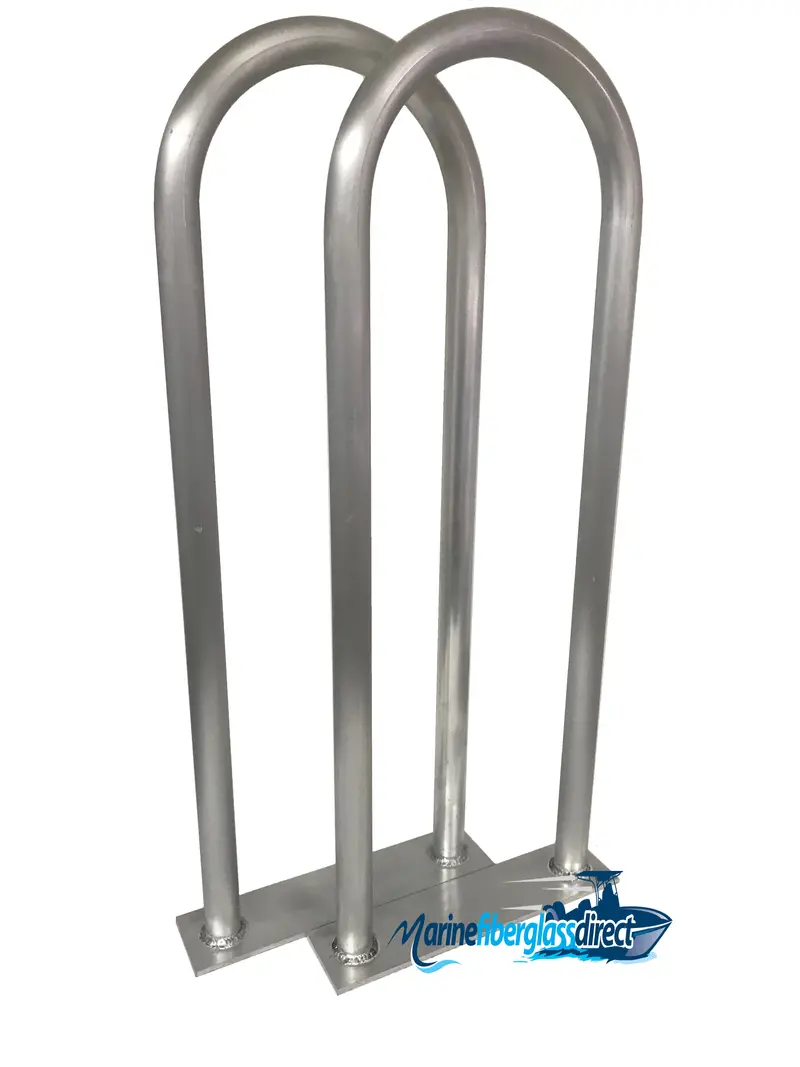 Pair Of 30-Inch Aluminum Dock & Boat Handrails – Flat-Base Safety Grab Bars 1