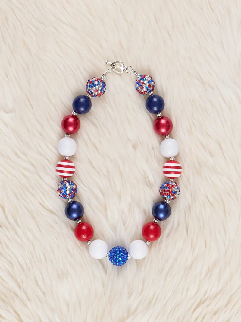 Patriotic Stripes Bubblegum Charm Necklace 1