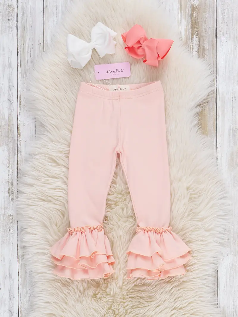 Peach Cotton Bell-Ruffle Leggings 1