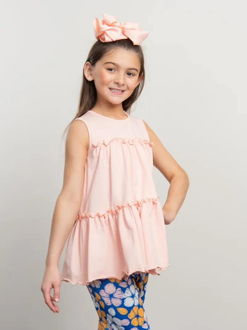 Peach Cotton Tiered Ruffle Tank Top 1