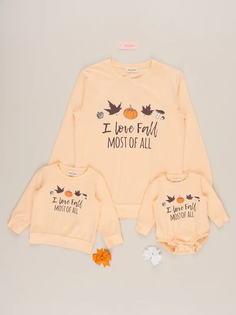 Peach Fall-Themed "Mom & Me" Love Shirt Set 1