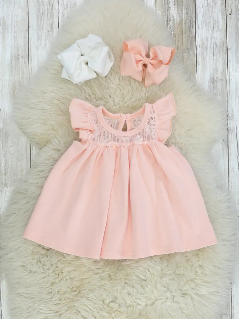 Peach Lace Flutter Sleeve Top 1