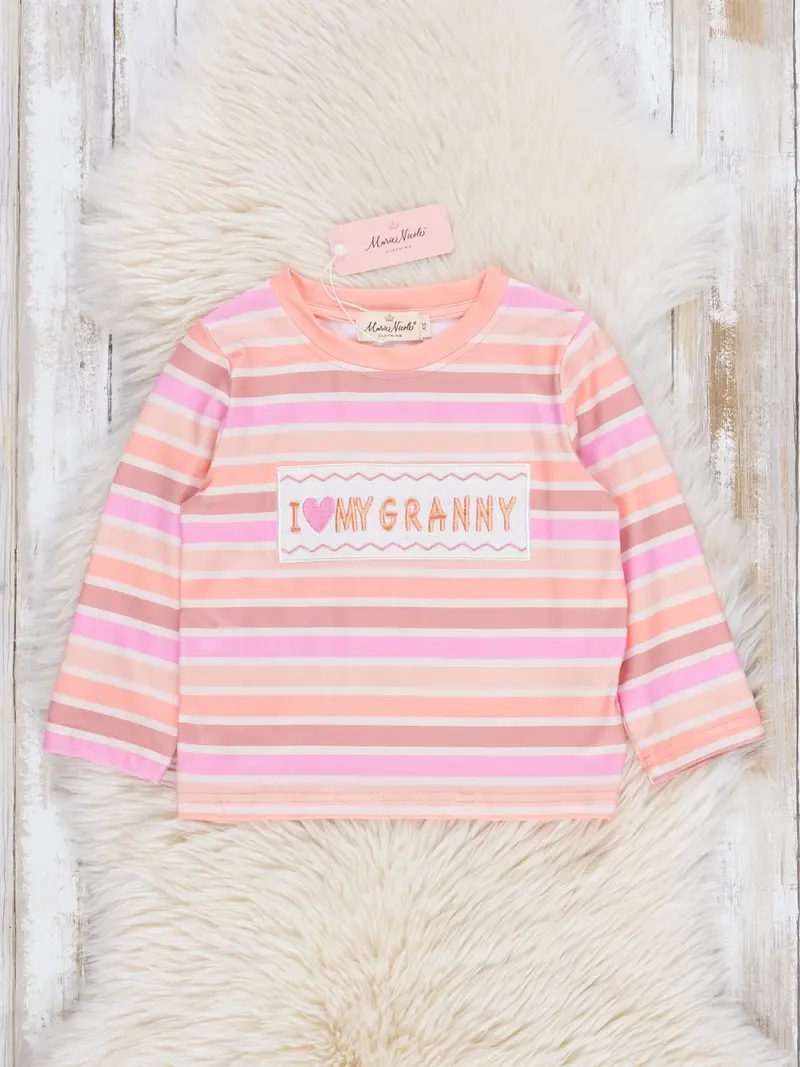 Peach Striped Smocked Top For Granny 1