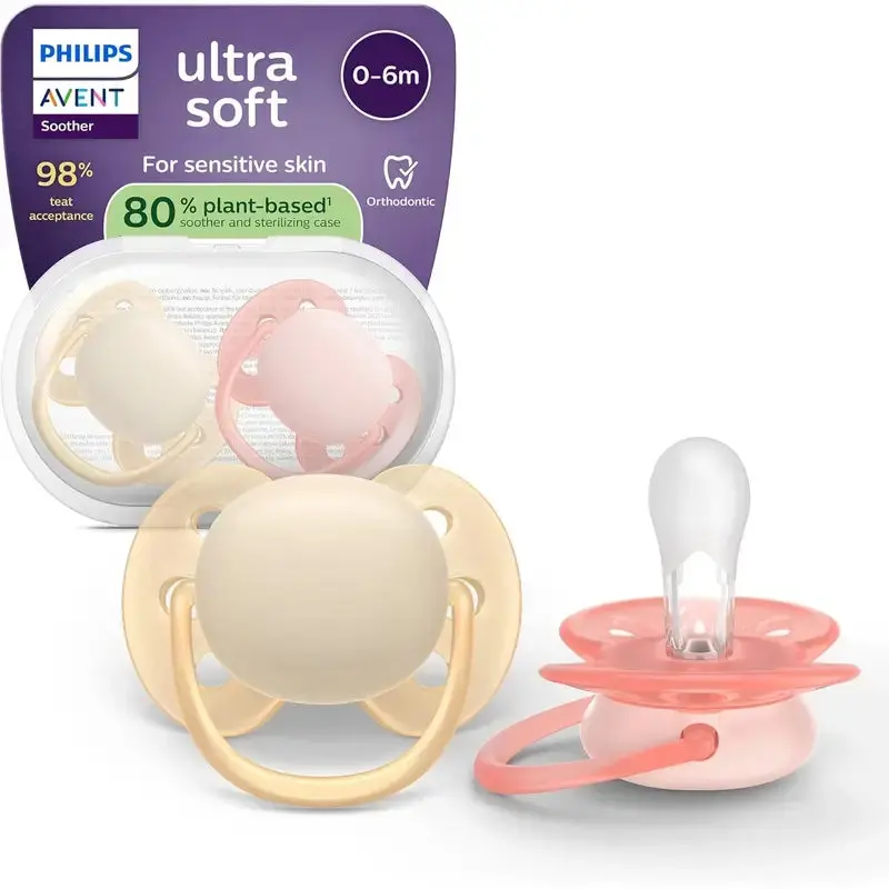 Philips Avent Ultra Soft Soother (0–6M) – Girl Design, 2-Piece Set 1