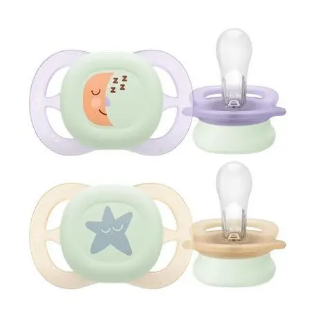 Philips Avent Ultra Start Night Soother (0–2M) – Girl Design, Twin Pack 1