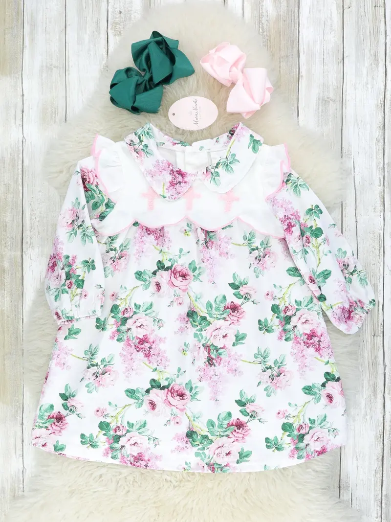 Pink Bib-Collar Dress With Cross Detailing 1