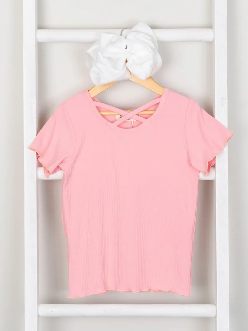 Pink Criss-Cross Sleeveless Top 1