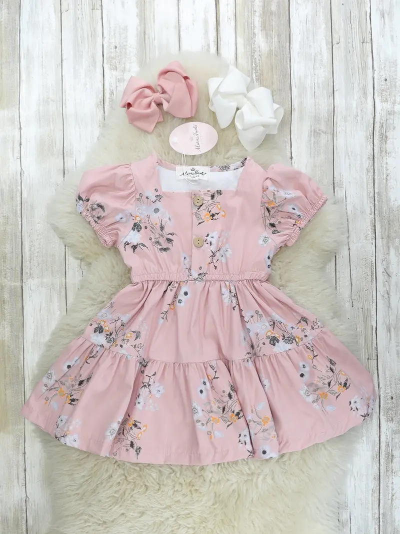 Pink Floral Dress And Romper Coordinating Set 6